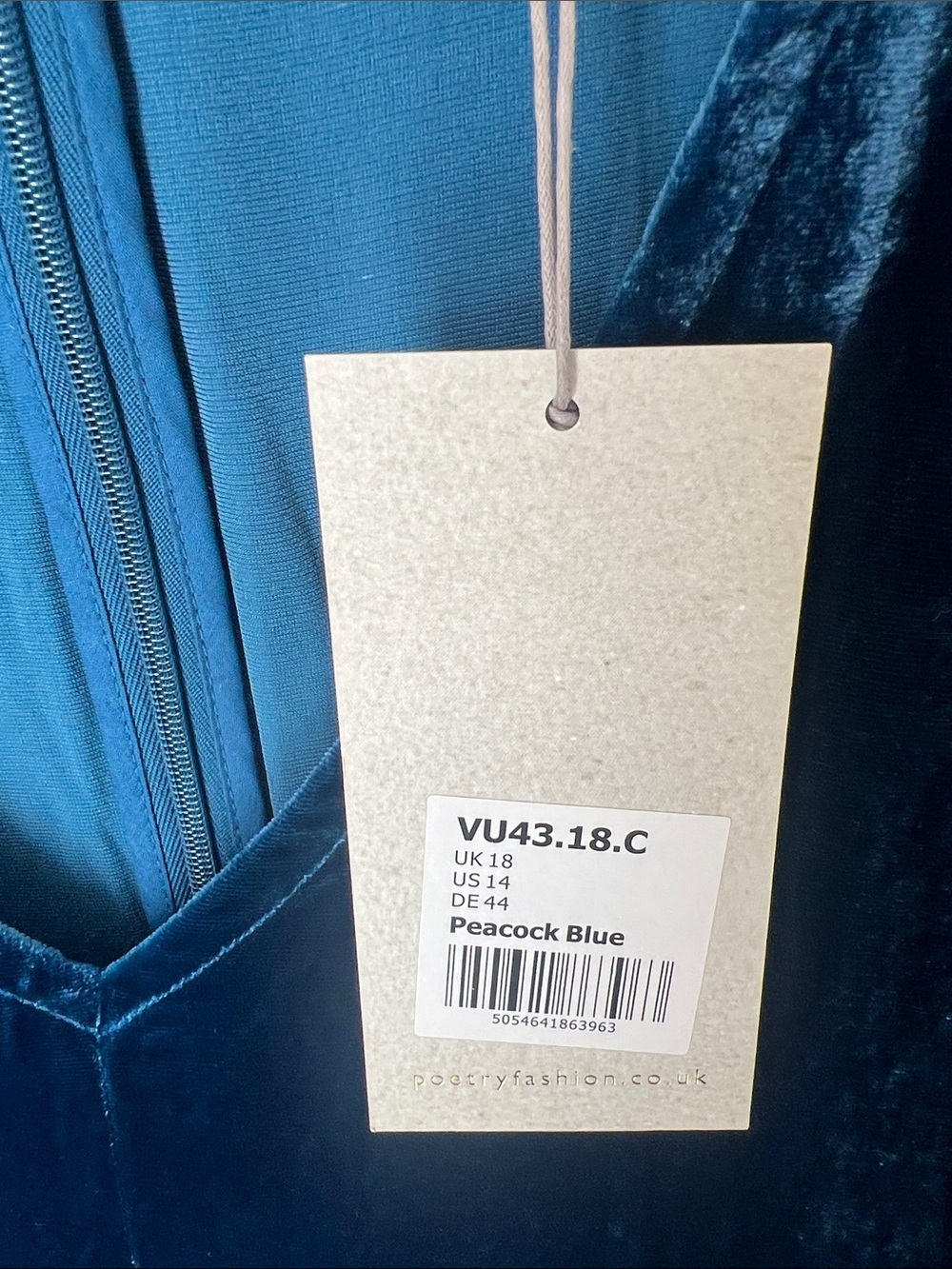 NWT poetry blue silk velvet v neck 3/4 sleeve dress - Picture 4 of 8